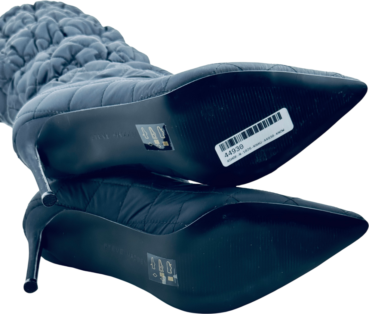 STEVE MADDEN Silhouette Over The Knee Boot With Elasticated Detail In Black Quilting UK 7 EU 40 👠