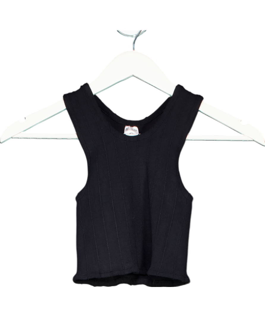 Hunza G Black Cropped Racer Top UK XS/S