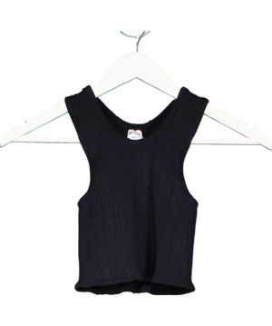 Hunza G Black Cropped Racer Top UK XS/S