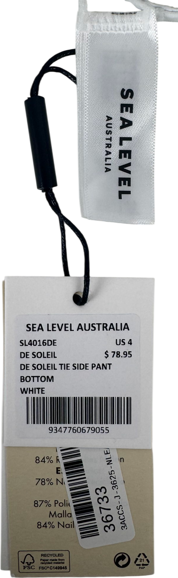 Sea Level White De Soleil Tie Side Bikini Pant UK 6