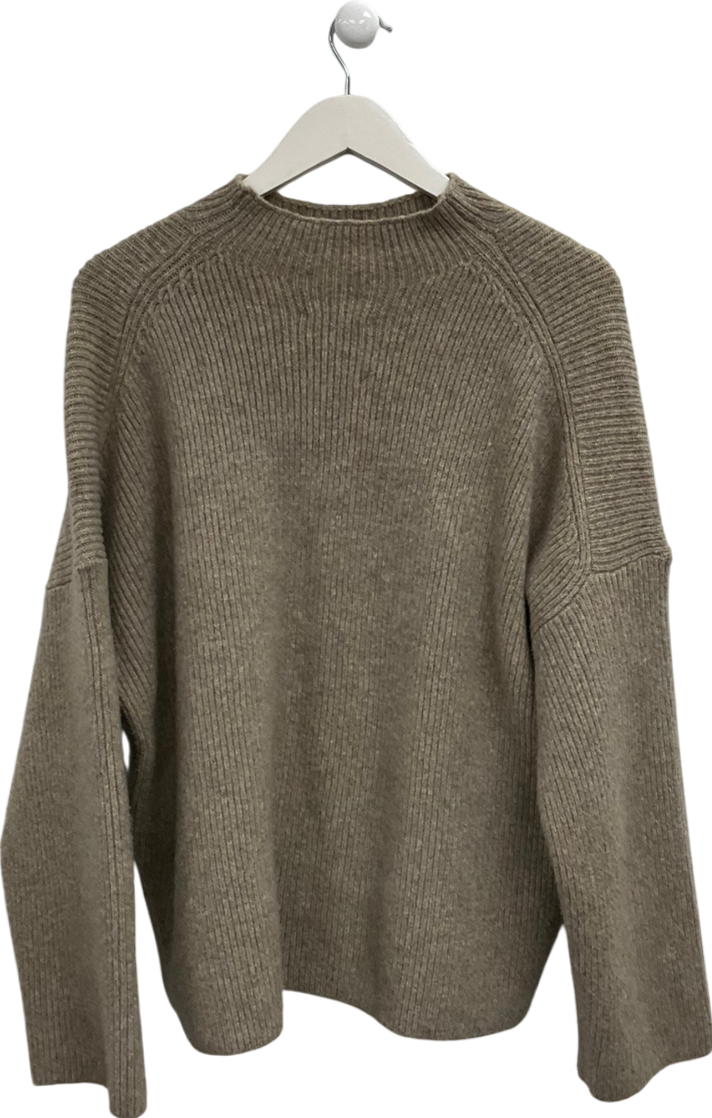 Abercrombie & Fitch Beige Ribbed Mock Neck Jumper UK XL
