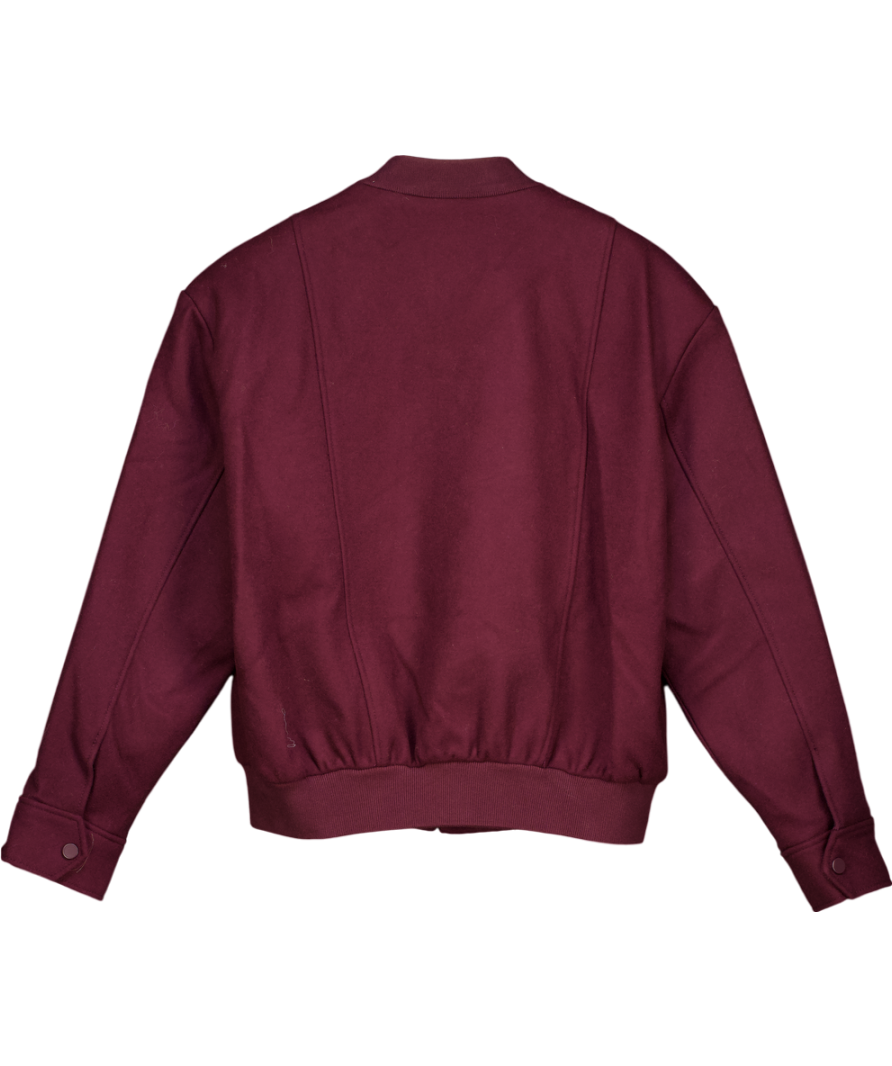MANGO Burgundy Italian Wool Bomber Jacket UK M