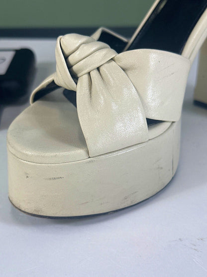 Saint Laurent Cream Platform Sandals UK 7