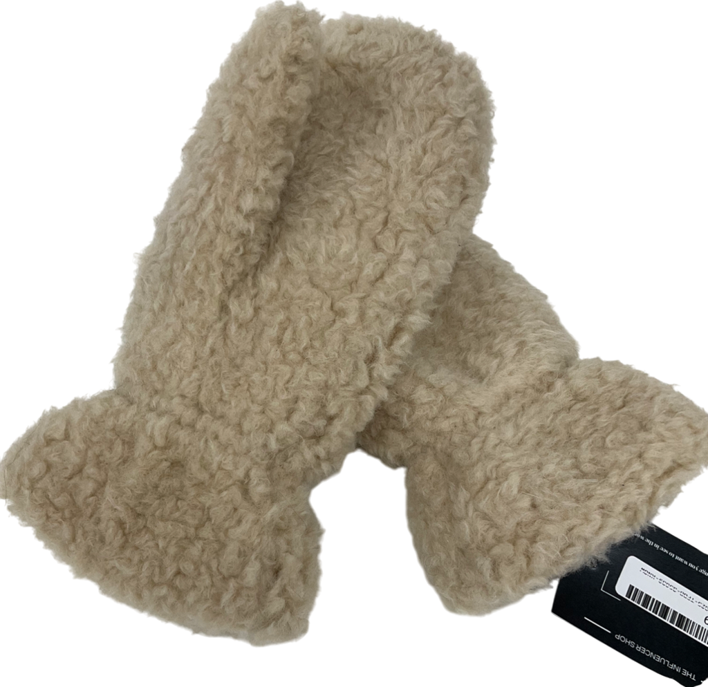Cream Faux Wool Mittens One Size