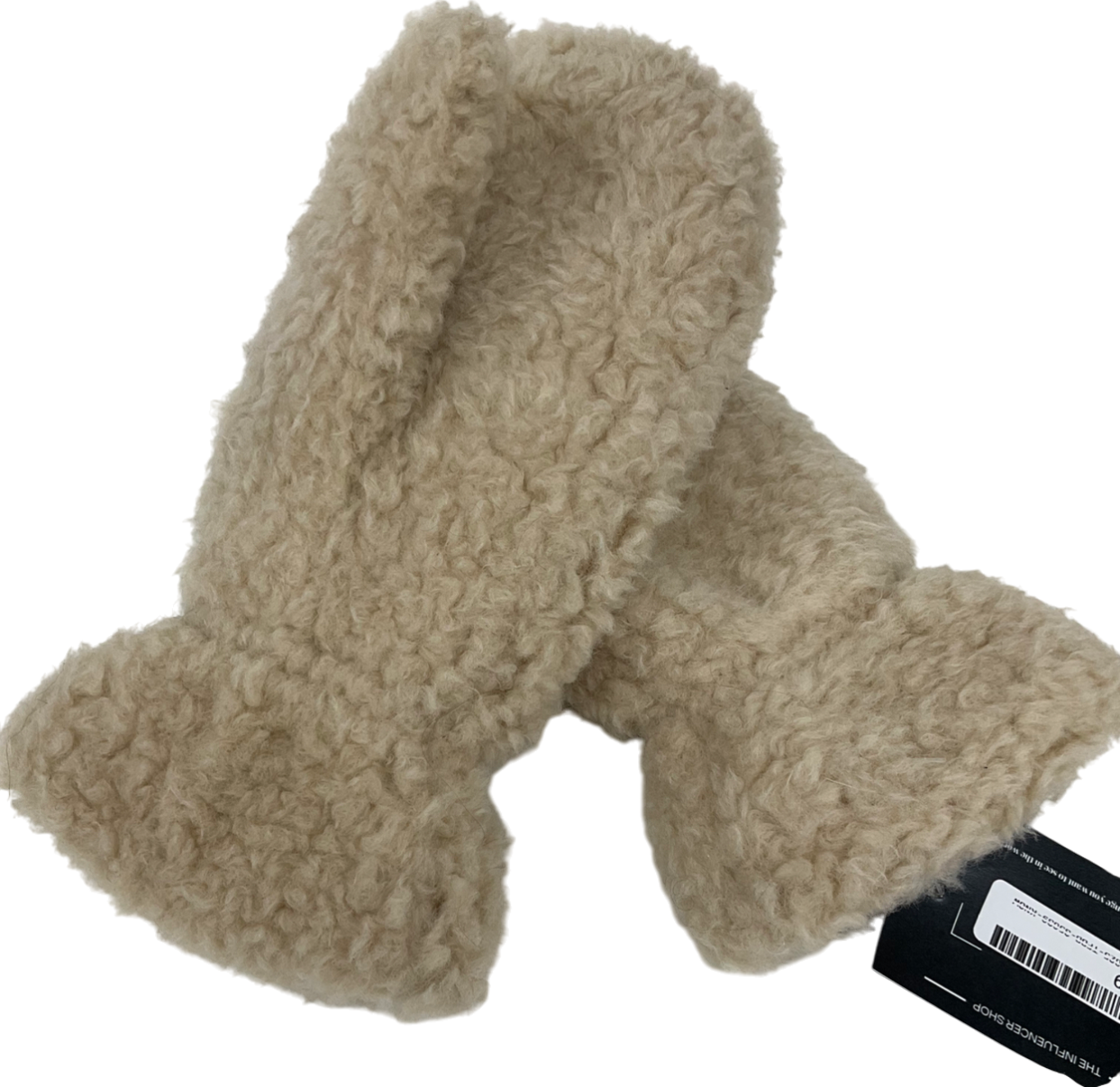 Cream Faux Wool Mittens One Size
