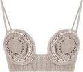 Magda Butrym Grey Crystal-embellished Crochet Crop Top Fr36 UK 8