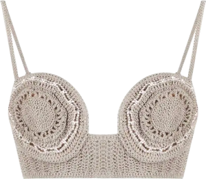 Magda Butrym Grey Crystal-embellished Crochet Crop Top Fr36 UK 8