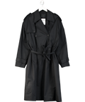 Oak + Fort Black Cotton Belted Trench Coat UK M