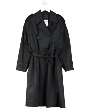 Oak + Fort Black Cotton Belted Trench Coat UK M