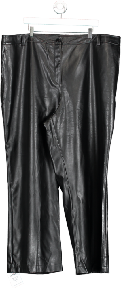 Topshop Black Curve Faux Leather Straight Leg Trousers UK 26