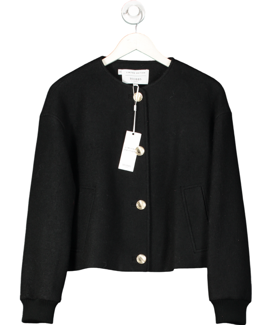 Hobbs Black Elsham Bomber Jacket With Wool UK 14