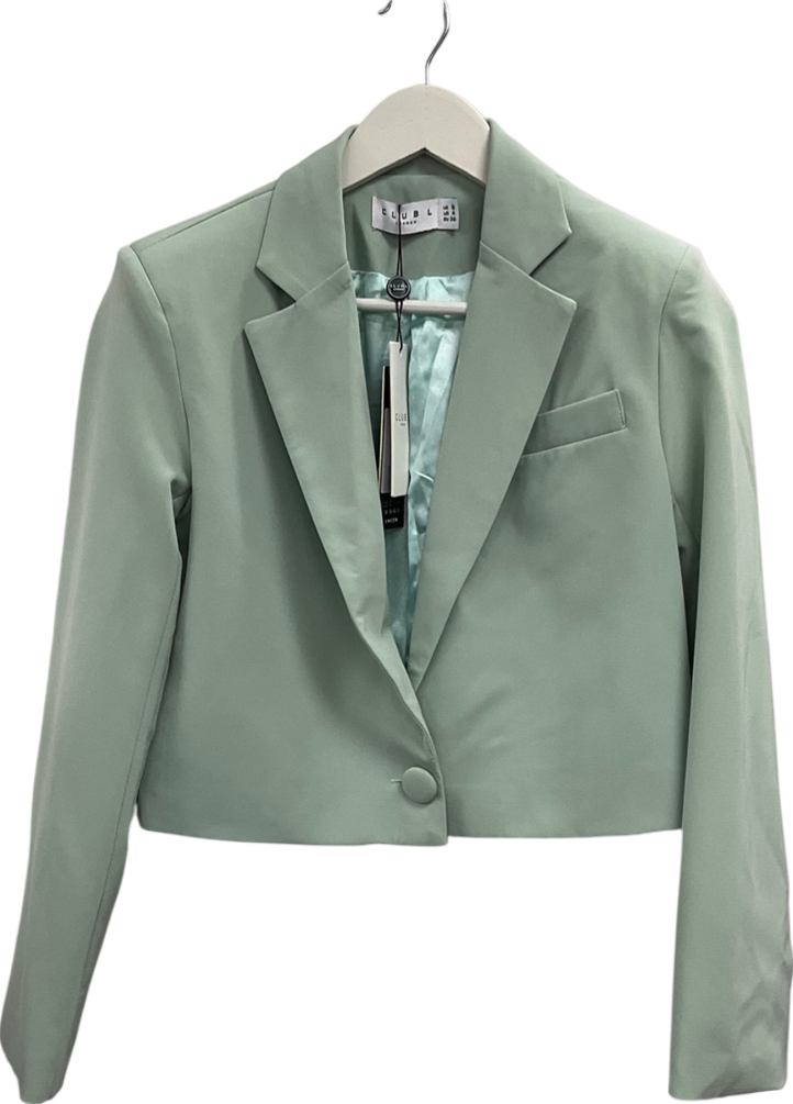 Club L Green Cropped Single Button Blazer UK 8