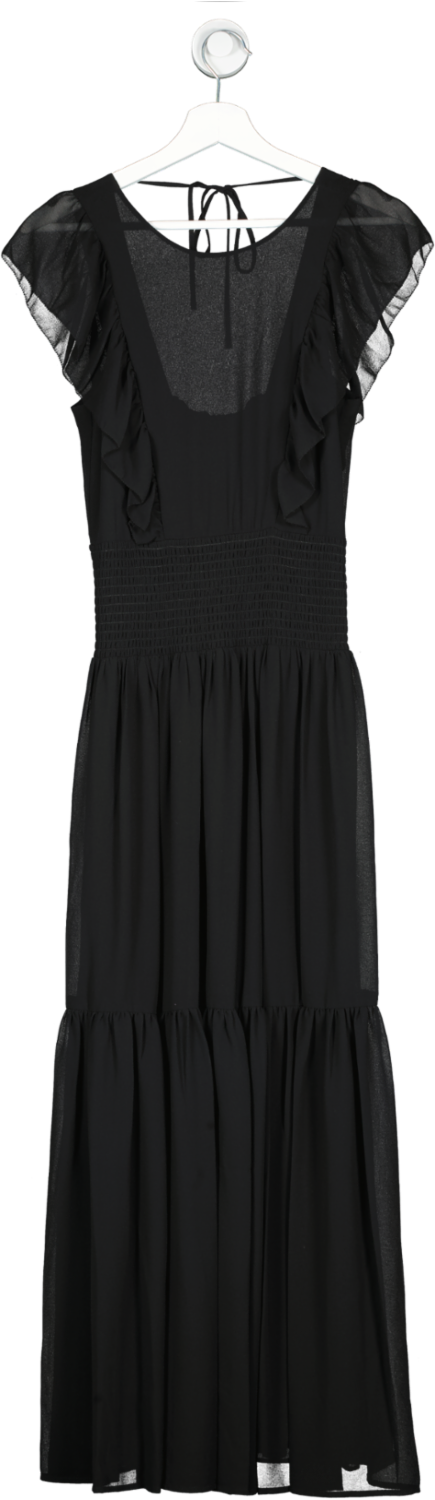 MICHAEL KORS Black Flounced Sleeveless Long Dress with RufflesUK XS