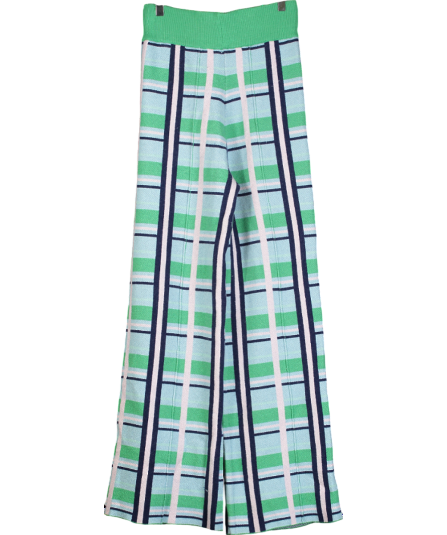 Paper London Multicoloured Checked Wool Knit Trousers UK M