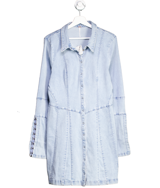 Free People Blue Thea Vintage Denim Mini Dress UK XL