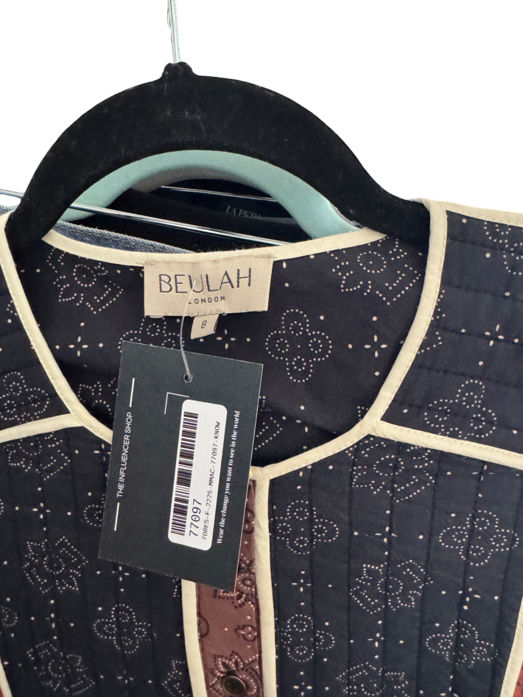 Beulah London Multicoloured Quilted Panel Long Sleeve Floral Midi Dress UK 8