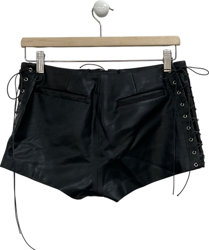 House of CB Black Azora Vegan Leather Micro Mini Shorts UK S