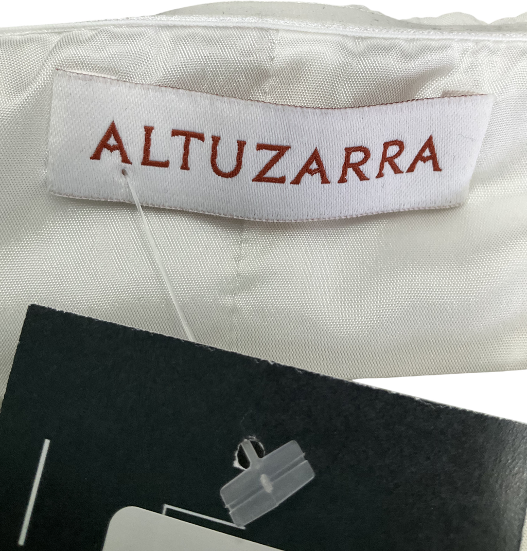 Altuzarra White Twist Neck Peplum Long Sleeve Top UK 8