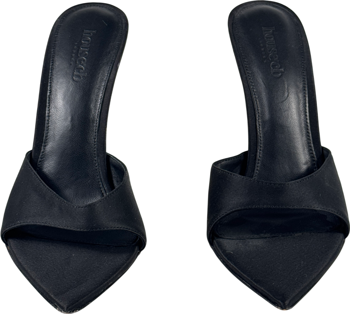 House of CB Bella Black Satin Pointed High Heel Mules UK 3 EU 36 👠