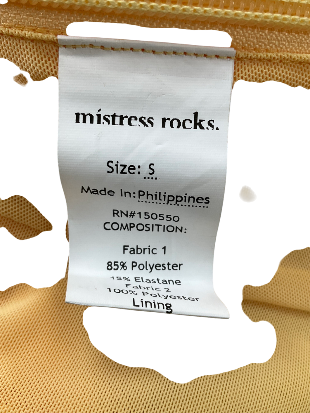 Mistress Rocks Yellow Mesh Cami Top UK S