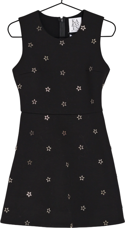 ZOE KARSSEN Black A-line Star Studded Skater Dress UK S