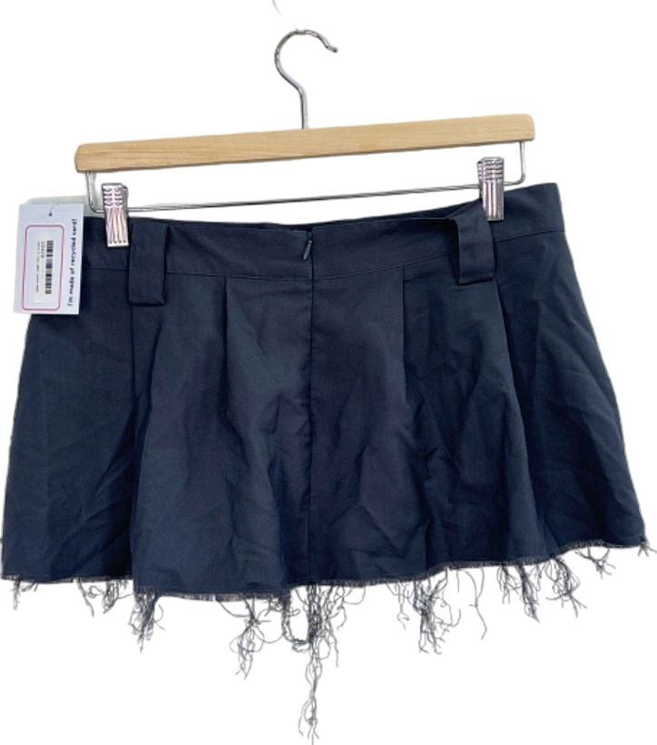 GATELESS Black Frayed Hem Pleated Skirt M