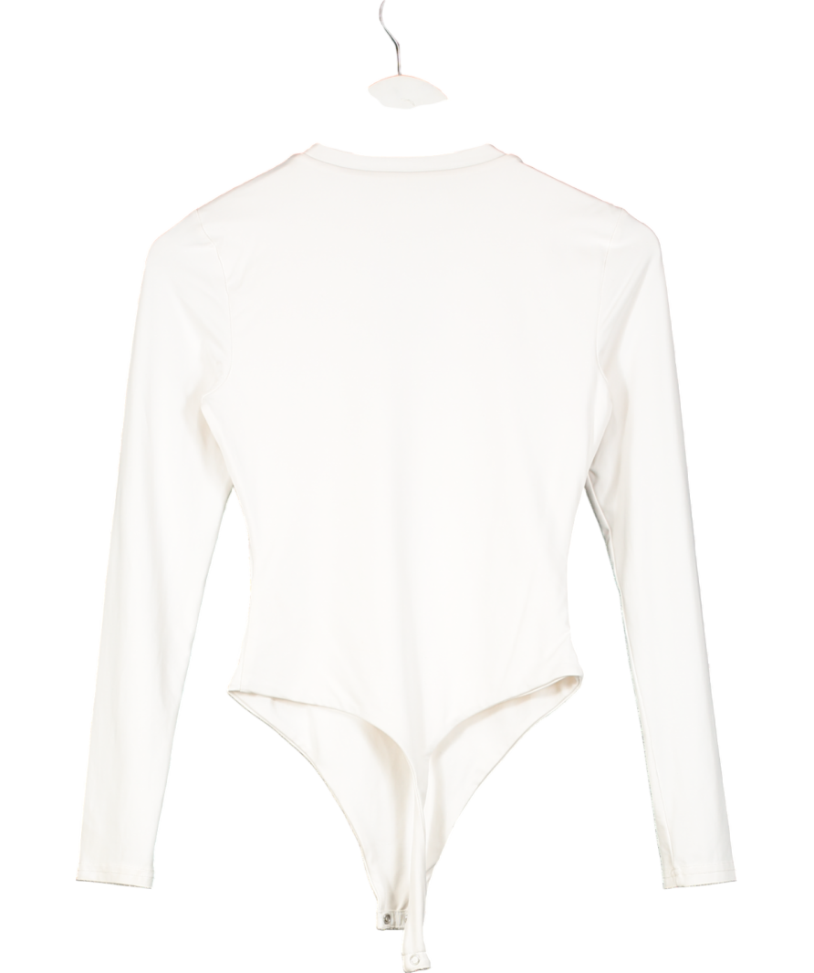 Meshki White Delilah Long Sleeve Crew Neck Bodysuit UK S