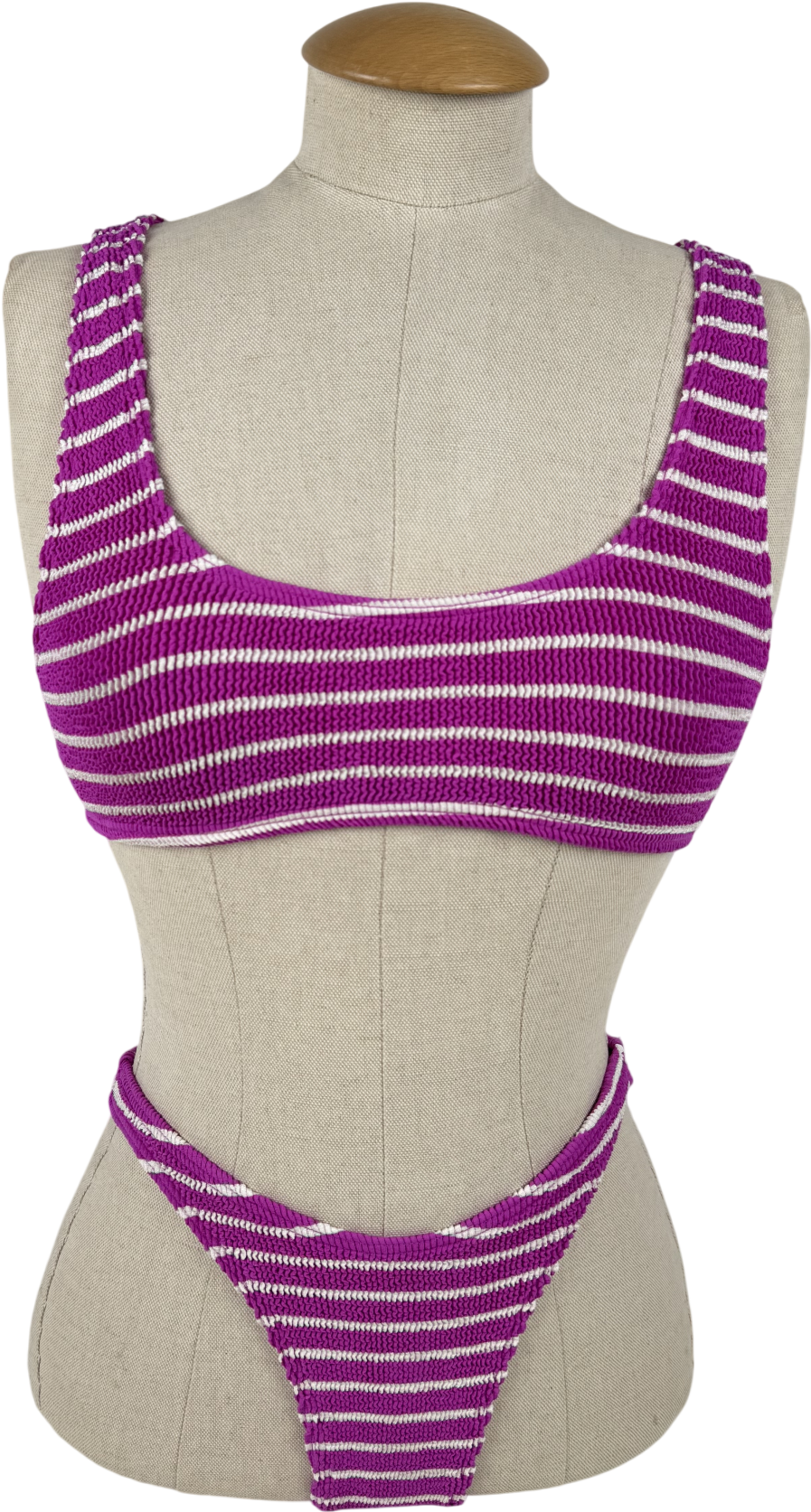 Bound Purple And White Striped Bikini Set One Size