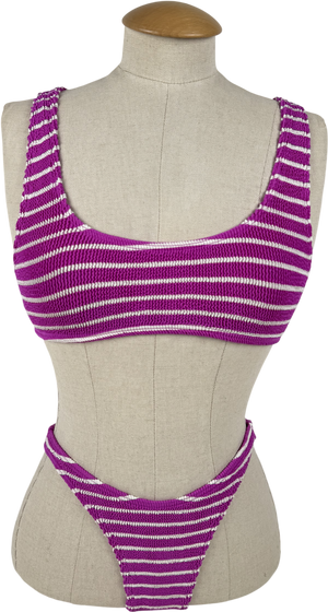 Bound Purple And White Striped Bikini Set One Size