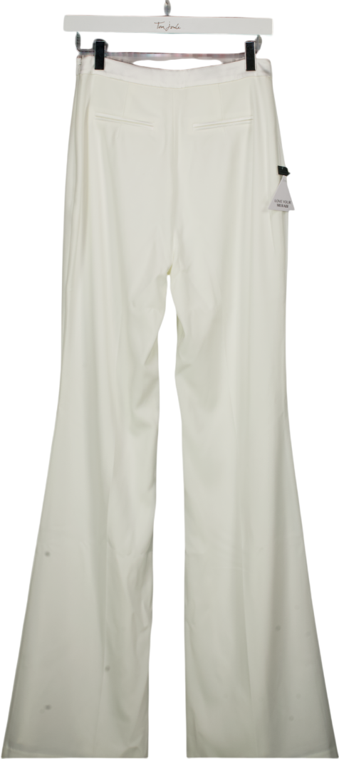 NADINE MERABI Charlotte White Satin Crepe  Trousers UK 8