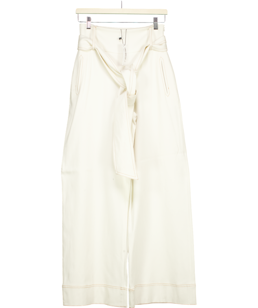 Karen Millen White Tailored Wide Leg Belt Trousers UK 6