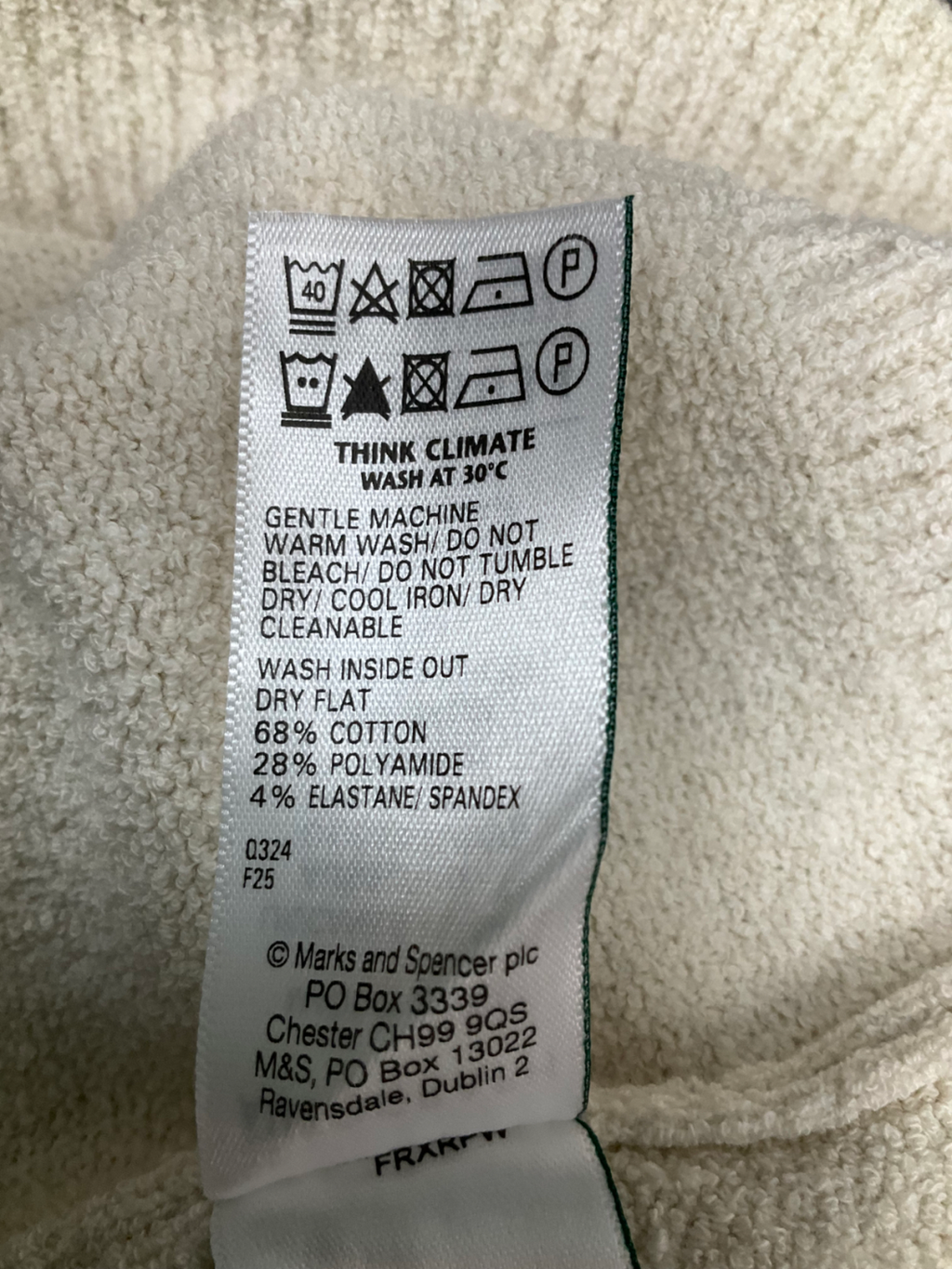 M&S Cream Collared Long Sleeve Top UK M