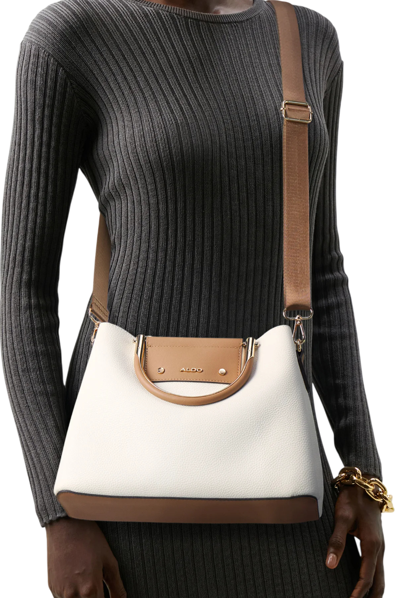 ALDO Cream / Tan / Gold Sloana  Top Handle Bag With 2 Shoulder Straps
