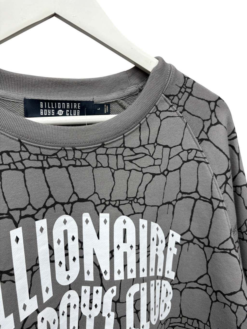 Billionaire Boys Club Grey Gator Camo Arch Logo Crew Sweatshirt UK L