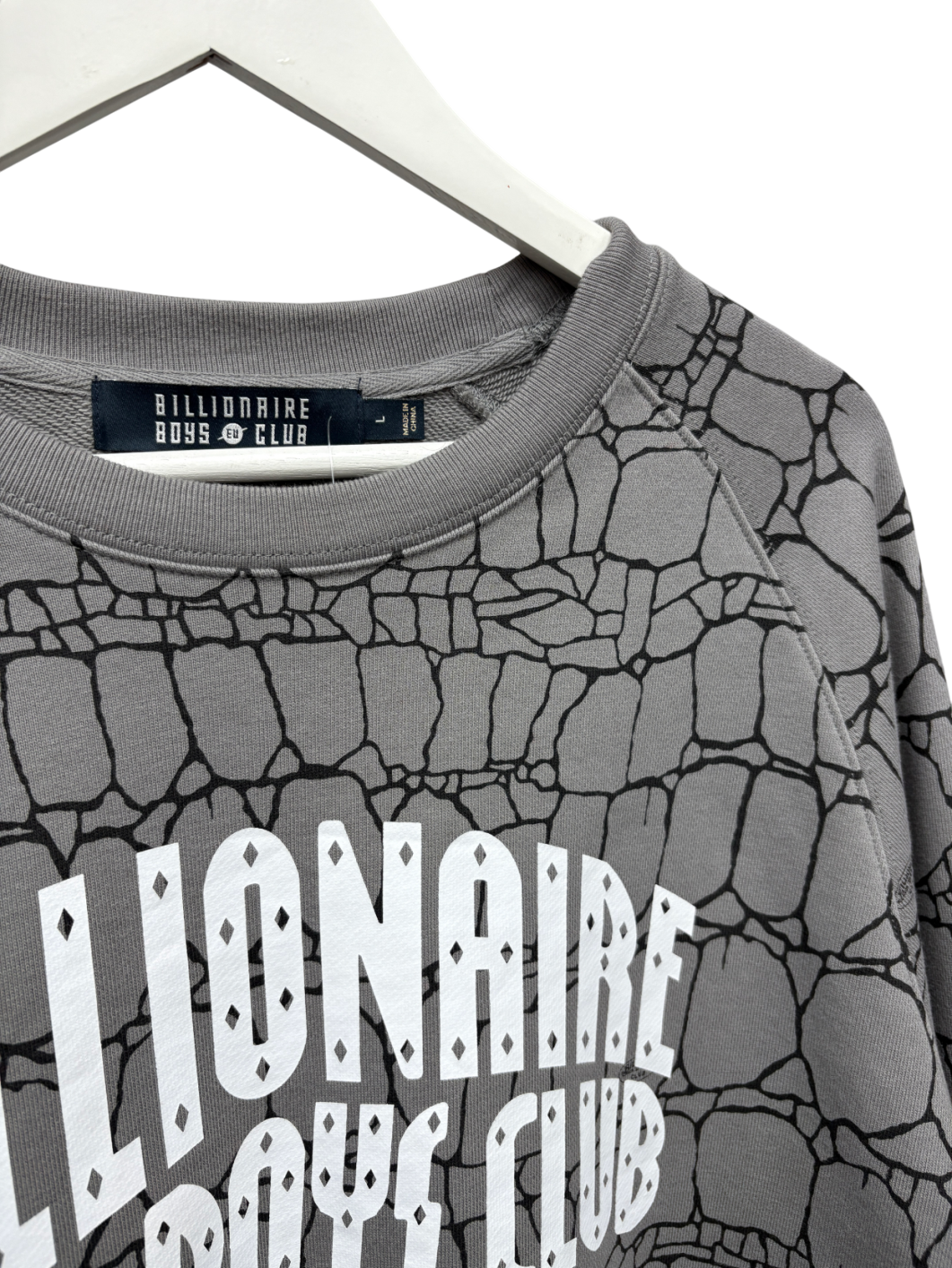 Billionaire Boys Club Grey Gator Camo Arch Logo Crew Sweatshirt UK L