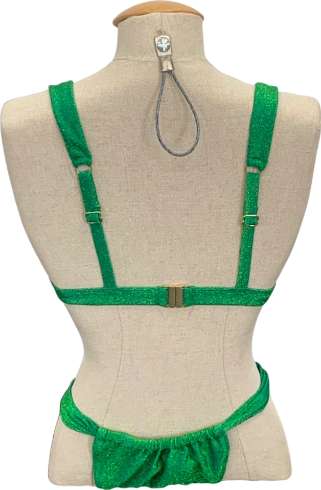 New Look Green Glitter Tanga Bikini Set UK 10