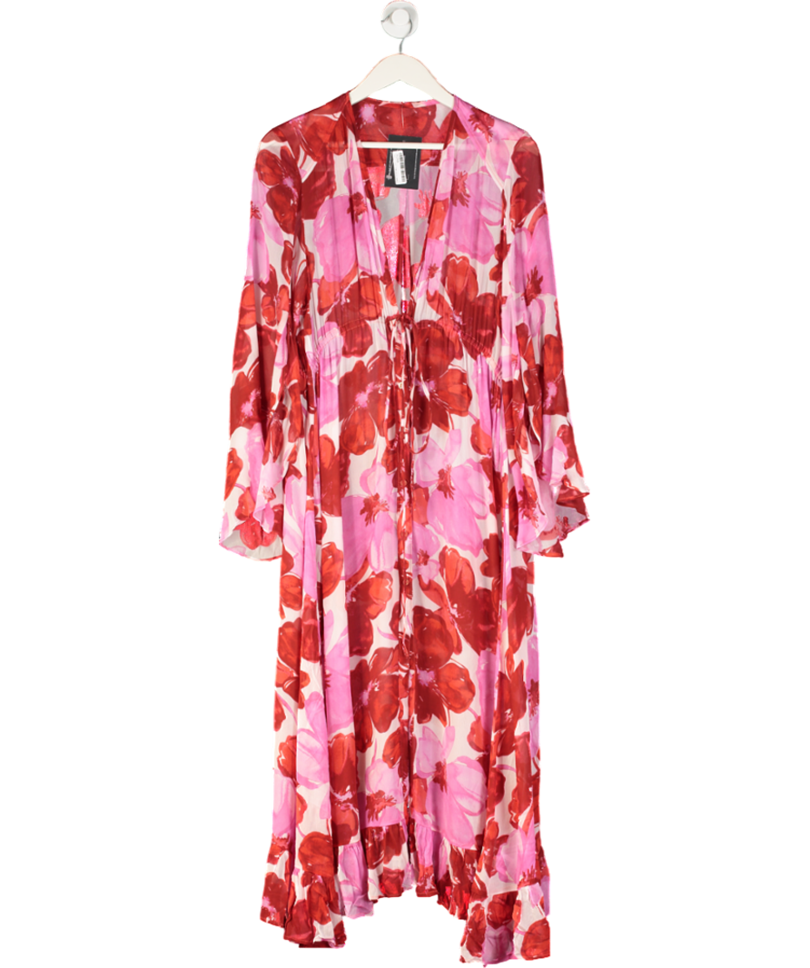 Evarae Pink Summer Reverie Arna Floral Georgette Kaftan Dress UK S