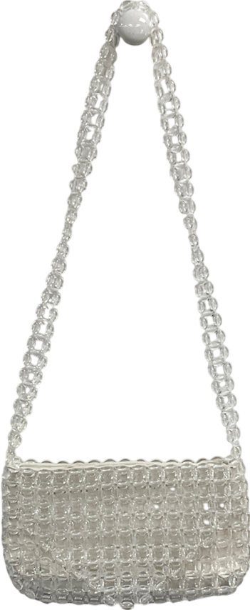 ZARA White Crystal Beaded Shoulder Bag One Size