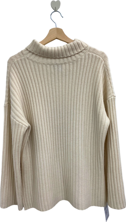 Reiss Cream Ribbed Turtleneck Sweater Size M