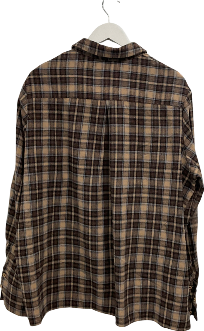 PrettyLittleThing Brown Oversized Checked Flannel Shirt One Size