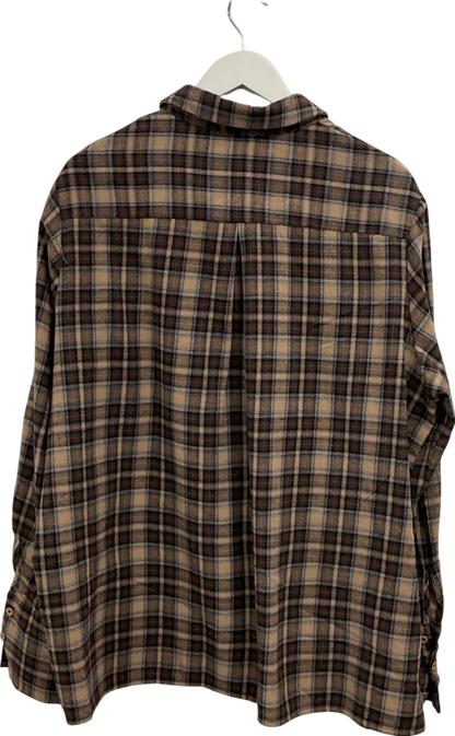 PrettyLittleThing Brown Oversized Checked Flannel Shirt One Size