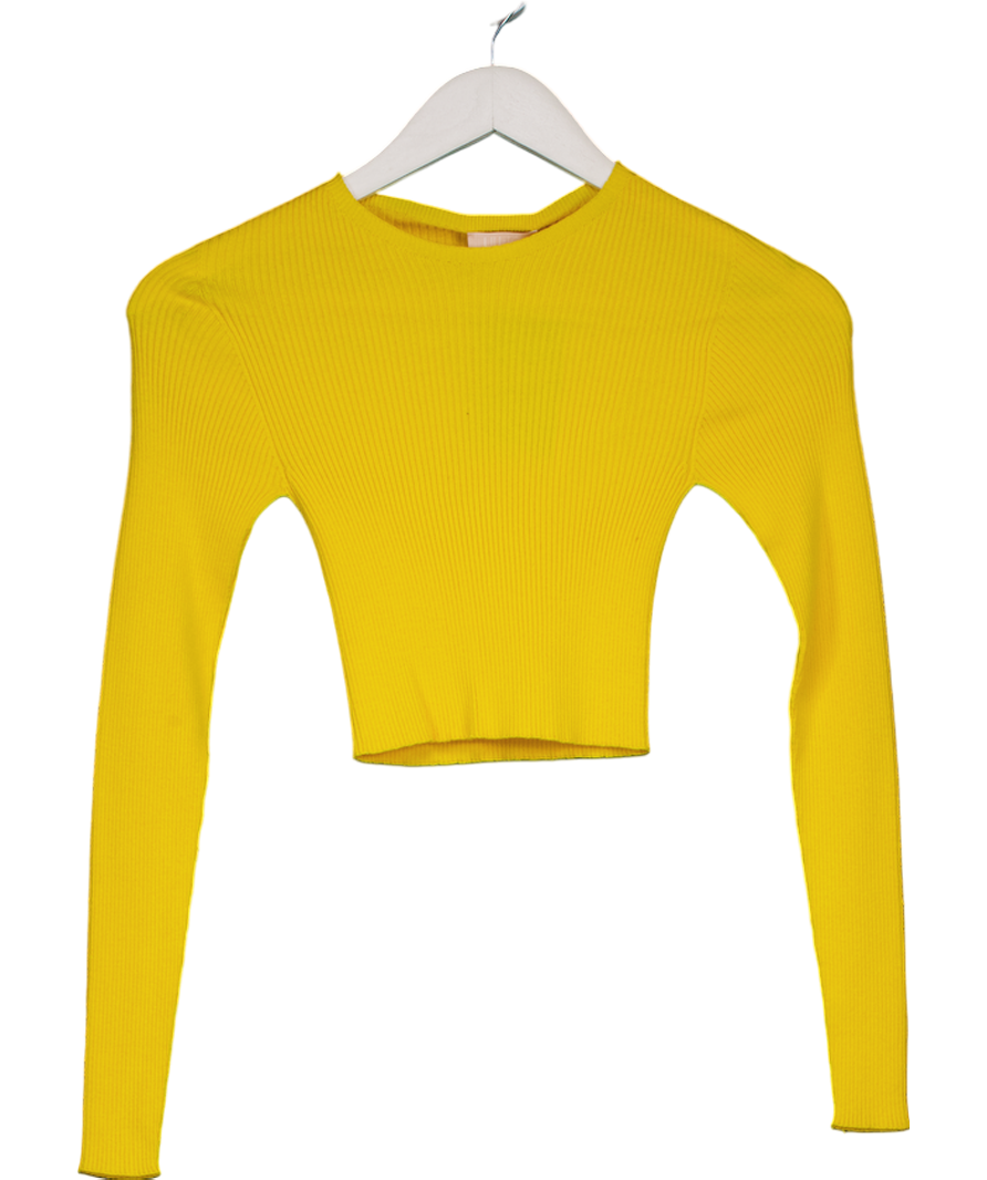 Liu Jo Milano Yellow Ribbed Long Sleeve Top UK XS