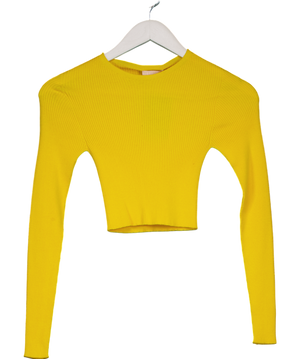 Liu Jo Milano Yellow Ribbed Long Sleeve Top UK XS