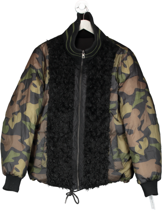 Zadig & Voltaire Green Reversible Camo & Faux Fur Jacket UK XS