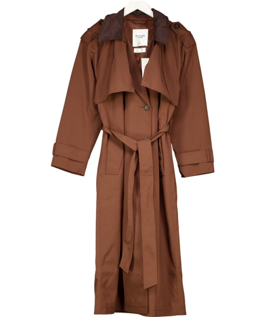 Abercrombie & Fitch Chocolate Brown Water And Wind Resistand Trench Coat UK M