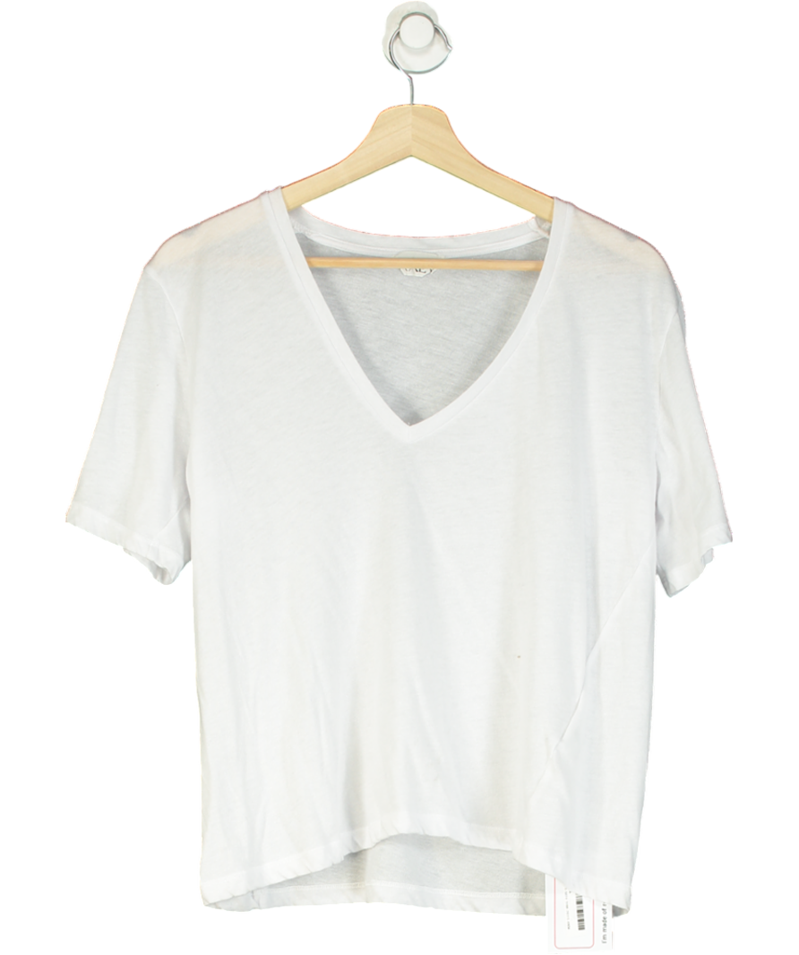 Raey White V-neck Relaxed Fit Cotton-blend T-shirt UK 8