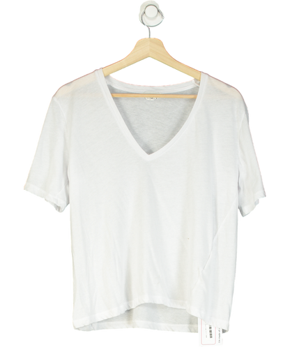 Raey White V-neck Relaxed Fit Cotton-blend T-shirt UK 8