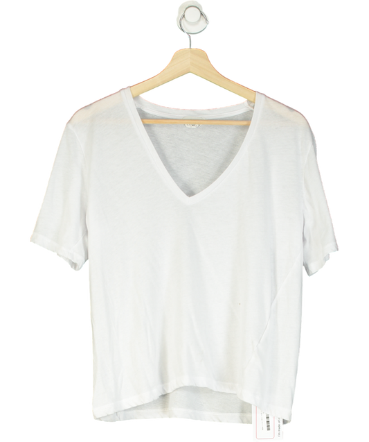 Raey White V-neck Relaxed Fit Cotton-blend T-shirt UK 8