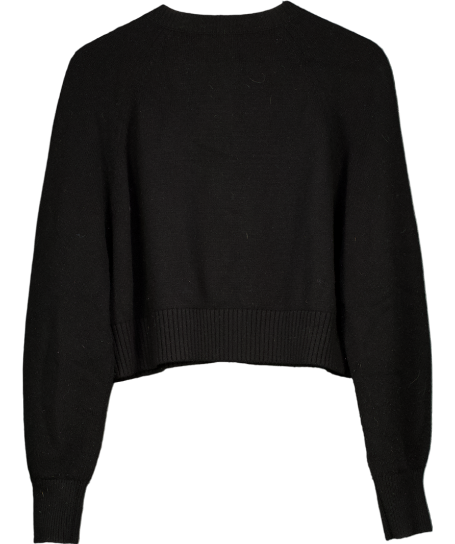 cos Black Wool Crew Neck Cardigan UK M