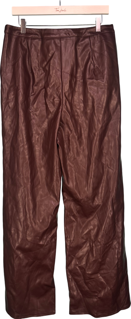 Missguided Brown Straight Leg Faux Leather Trousers UK 18